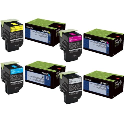 Lexmark 70C  HYS SET                            70C1HC0, 70C1HK0, 70C1HM0, 70C1HY0 High Yield Toner Cartridge Set-Black,Cyan, Magenta, Yellow Lexmark 70C  HYS SET                          