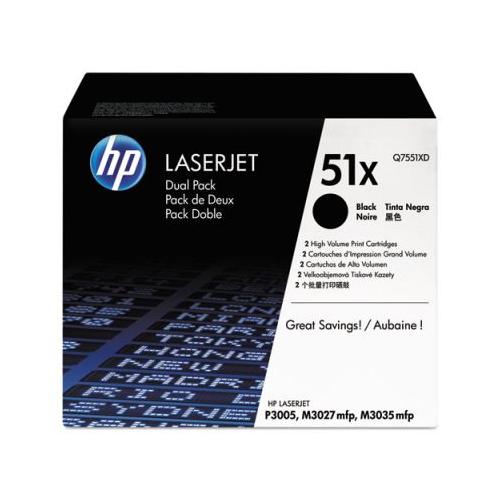 HP 51X Q7551XD  2-pack High Yield Black Blk Print Cartridge HP Yield: 13k HP Q7551XD    