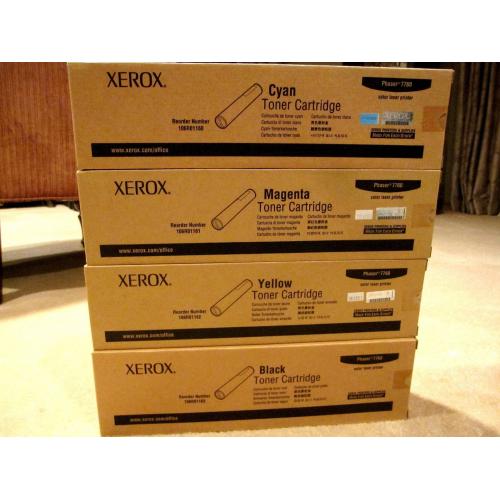 Xerox Phaser 7760 HY Toner Set          106R01160, 106R01161, 106R01162, 106R01163,   PHASER 7760  BCYM Sealed HIGH YIELD TONER SET Xerox Phaser 7760 HY Toner Set         