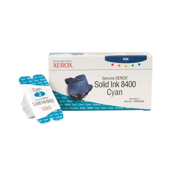 Xerox Xerox 108R00605 Cyan Solid Ink (3 Sticks/Box) (Total Box Yield 3400) Xerox 108R00605