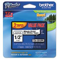 Brother TZE2312PK Brother Laminated Black on White Tape - 2 Pack  TZe231 Brother TZE2312PK