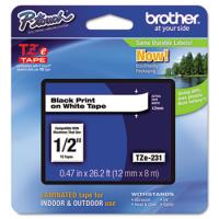 Brother TZE231 Brother Laminated Black on White Tape (TZe231)   Brother TZE231