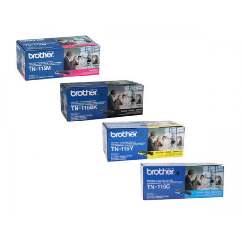 Brother TN115 set            Brother TN115BK, TN115C, TN115M, TN115Y High Yield Black, Cyan, Magenta and Yellow Toner Cartridge Set Brother TN115 set           