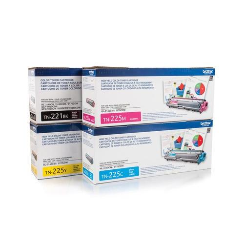 Brother TN221/225SET                OEM  1 Each TN221BK, and all 3 Colors TN225 (BK/C/M/Y) Toner Cartridges, Complete set of 4 Brother HL-3140CW, HL-3170CDW, MFC-9130CW, MFC-9330CDW Brother TN221/225SET               