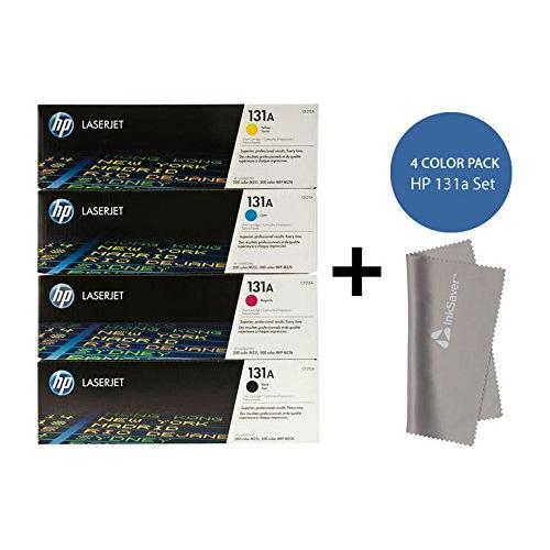 Genuine Brand Sets 131A Combo                                   HP 131A BCYM Toner Cartridges CF210A CF211A CF212A CF213A - For Hp Laserjet M251nw, M276nw Printers + InkSaver MicroFiber LCD Screen Cleaning Cloth Genuine Brand Sets 131A Combo                                  