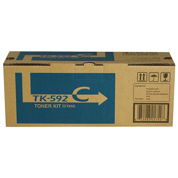 Kyocera Kyocera TK-592C Cyan Toner Cartridge + Waste Toner Bottle (5000 Yield) Kyocera TK-592C