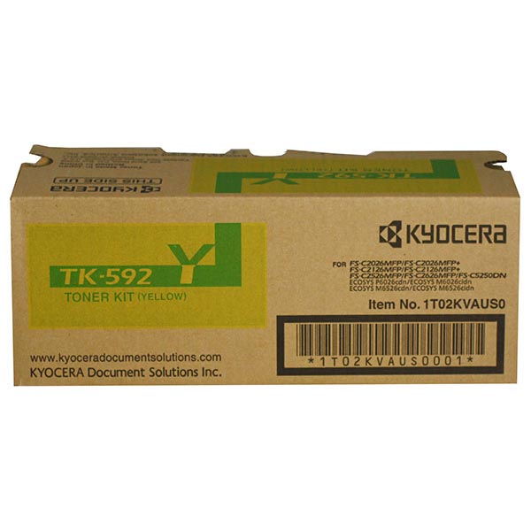 Kyocera Kyocera TK-592Y Yellow Toner Cartridge + Waste Toner Bottle (5000 Yield) Kyocera TK-592Y