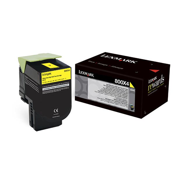 Lexmark Lexmark 80C0X40 (800X4) Extra High Yield Yellow Toner Cartridge (4000 Yield) Lexmark 80C0X40