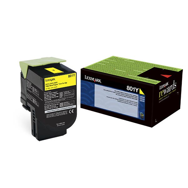 Lexmark Lexmark 80C10Y0 (801Y) Yellow Return Program Toner Cartridge (1000 Yield) Lexmark 80C10Y0