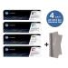 HP HP 201A BCYM Original LaserJet Toner Cartridge Set CF400A, CF401A, CF402A, CF403A + InkSaver MicroFiber LCD Screen Cleaning Cloth